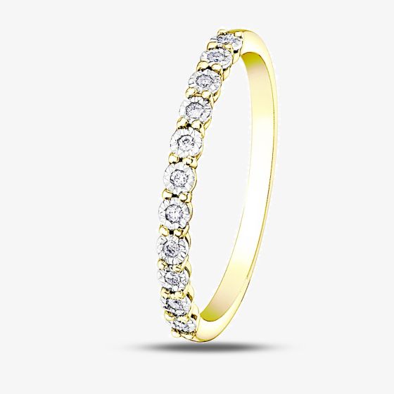 9ct Two Colour Gold 0.05ct Diamond Half Eternity Ring 50L67WG/05-10