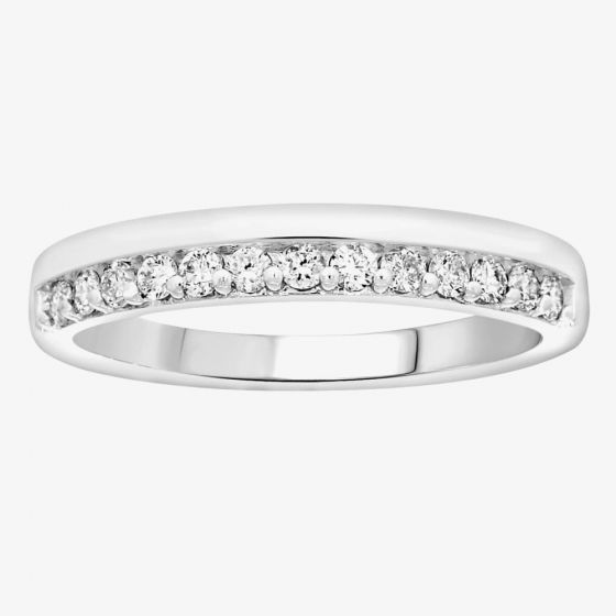 9ct White Gold 0.25ct Diamond Off-Set Half Eternity Ring R10033S25 WG
