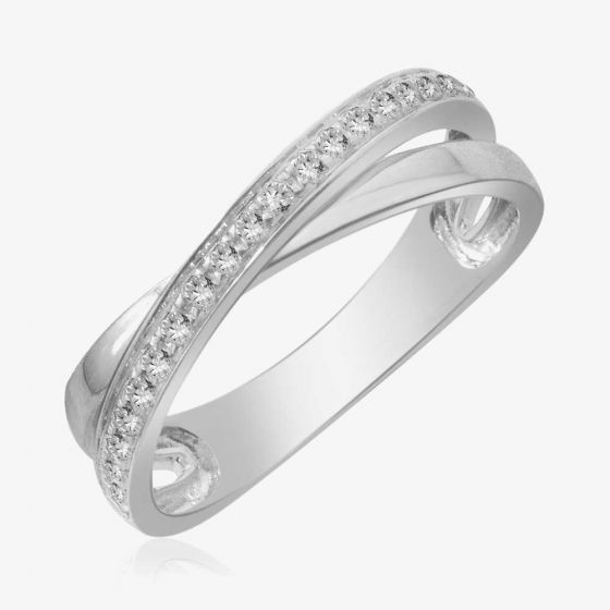 9ct White Gold 0.16ct Diamond Crossover Ring 9275R016 WG