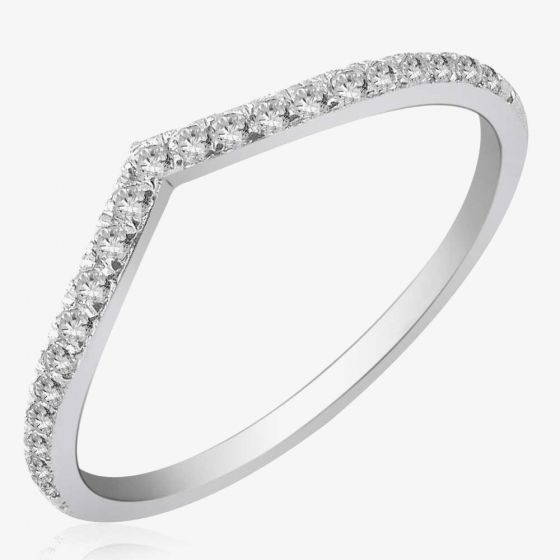 9ct White Gold 0.15ct Diamond Wishbone Half Eternity Ring 9267R015 WG