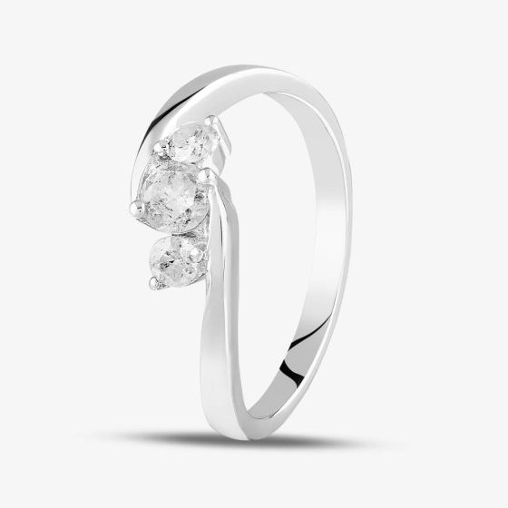 9ct White Gold 0.33ct Three Stone Diamond Crossover Ring PR05257W