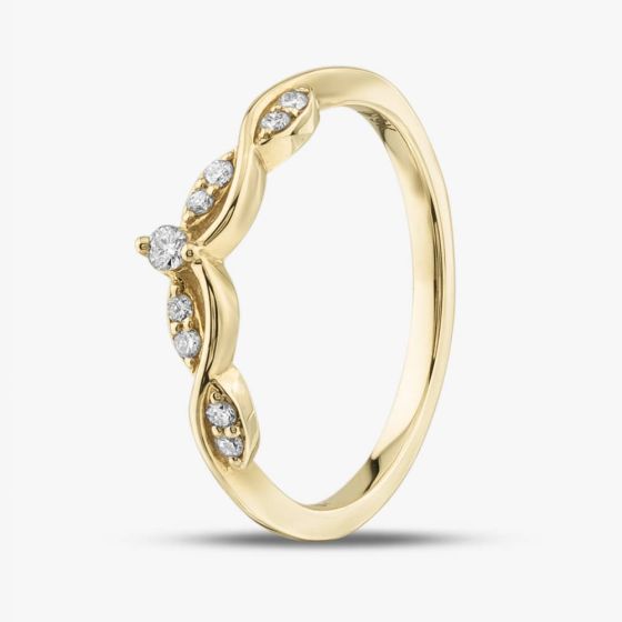 9ct Yellow Gold 0.33ct Brilliant Cut Diamond Crossover Wishbone Ring 50L88/33-10