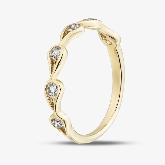 9ct Yellow Gold Diamond Open Teardrop Half Eternity Ring 50L55/24