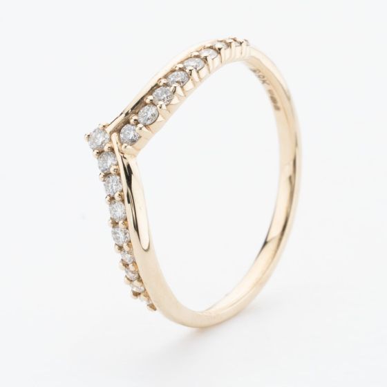 9ct Yellow Gold Brilliant Cut Diamond Twist Wishbone Ring 50M67/20