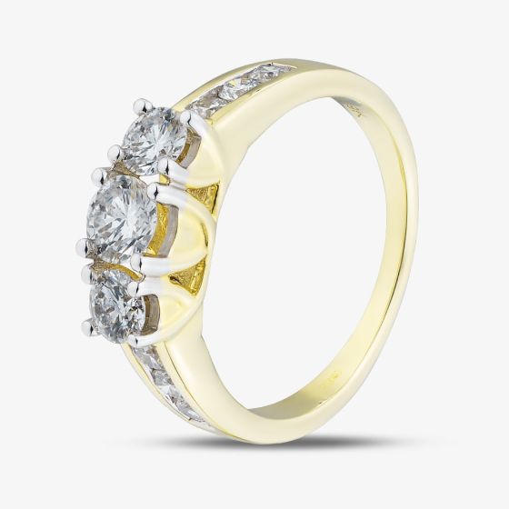 9ct Yellow Gold 1.00ct Diamond Trilogy Shoulder Set Ring THR4901-100 (YG)