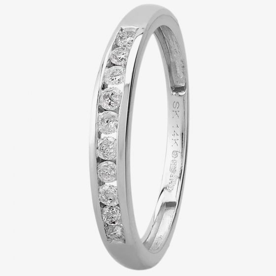 9ct White Gold 0.10ct Diamond Channel Set Half Eternity Ring TH010325R