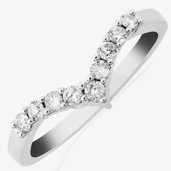 9ct White Gold Diamond Half Eternity Wishbone Ring DR798W