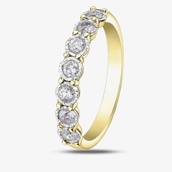 9ct Two Colour Gold 0.35ct Diamond Half Eternity Ring 50L67WG/35-10