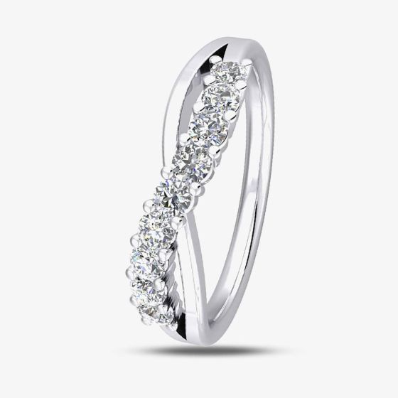 9ct White Gold 0.33ct Diamond Crossover Ring 9052/9W/DQ10/33PT