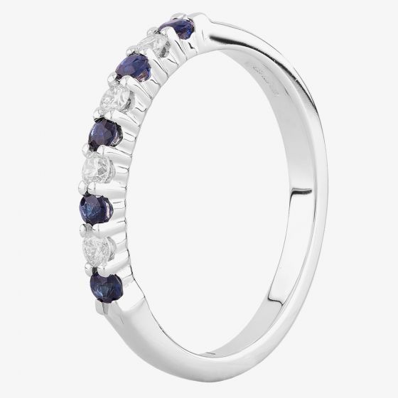 9ct White Gold 0.125ct Diamond Sapphire Ring TH010416R