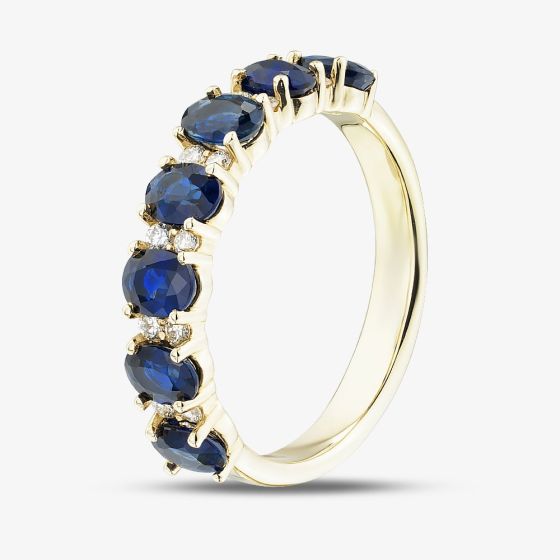 9ct Yellow Gold 1.40ct Sapphire & 0.12ct Diamond Half Eternity Ring 50M50-10 SAPH