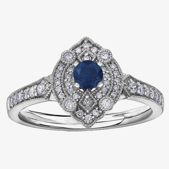 9ct White Gold Sapphire and Diamond Vintage Marquise Cluster Ring 30246WG/50-9 SAPH