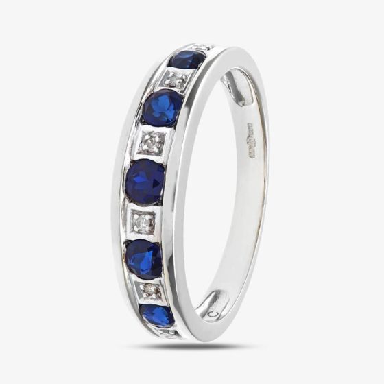 9ct White Gold Sapphire & Diamond Half Eternity Ring PR10429W SA