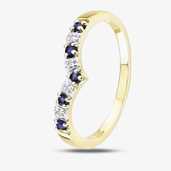 9ct Yellow Gold Sapphire & Diamond Wishbone Ring R12720Y SAP