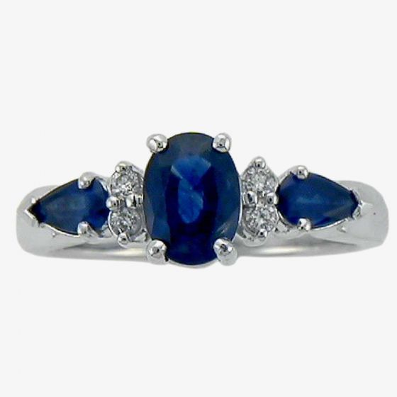 9ct White Gold Multi-cut Sapphire and Diamond Ring 51V32WG-9 SAPH
