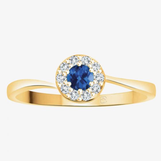 9ct Yellow Gold Sapphire and Diamond Round Cluster Ring L54383-9 SAPH