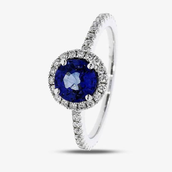 18ct White Gold Sapphire & Diamond Round Cluster Ring 26810B1 M