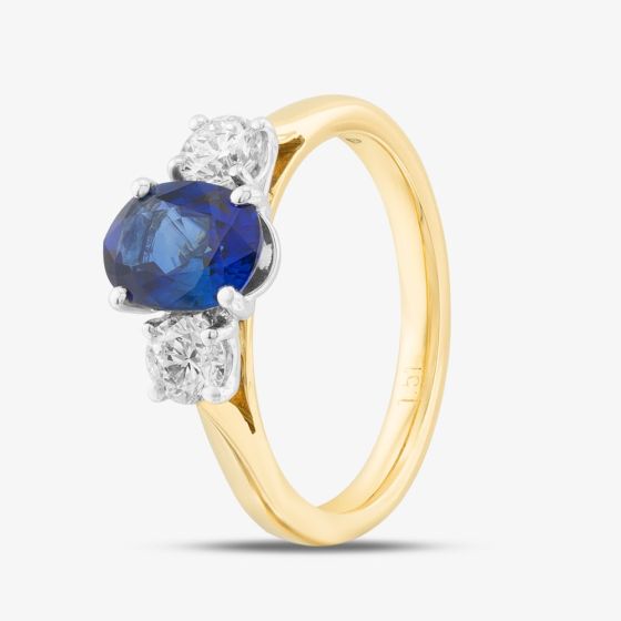 18ct Yellow Gold 1.51ct Oval Cut Sapphire & 0.51ct Brilliant Cut Diamond Shoulder Set Solitaire Ring 22207