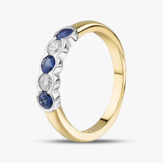18ct Yellow Gold 0.40ct Brilliant Cut Sapphire & 0.20ct Diamond Five Stone Ring 23680