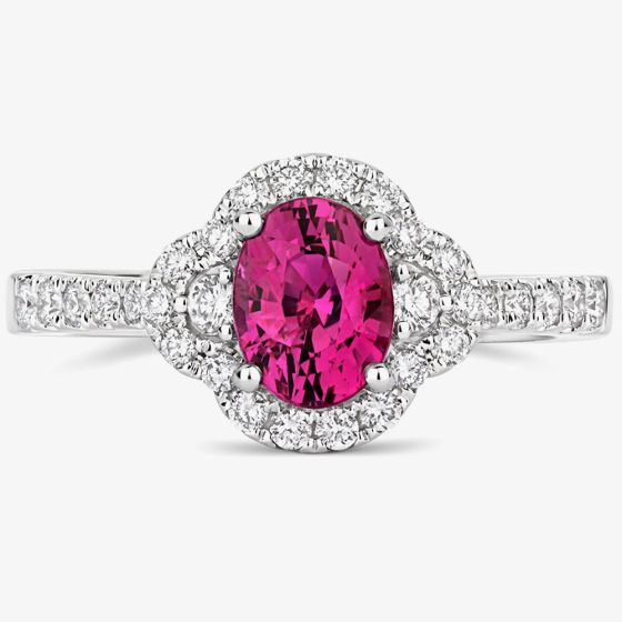 Tivon 18ct White Gold Pink Sapphire & Diamond Cluster Ring  RW-1714-PS N