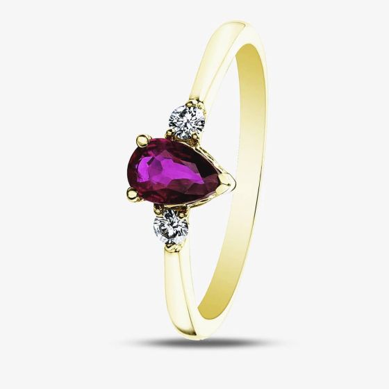 9ct Yellow Gold Ruby 0.08ct Diamond Ring 31036/58-9