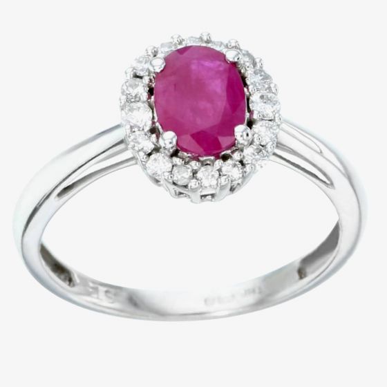 9ct White Gold Ruby and Diamond Ring CR10873 9KW-RUBY