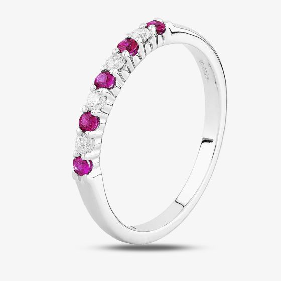 9ct White Gold 0.125ct Diamond Ruby Ring TH010685R