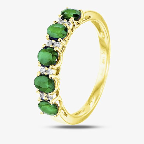 9ct Gold Emerald and Diamond Ring CR7739 9KY/EM
