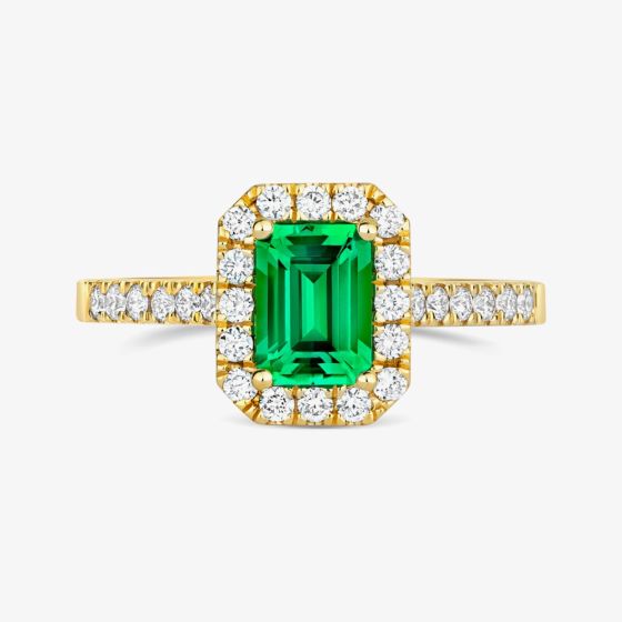 Tivon 18ct Yellow Gold 0.98ct Emerald & Diamond Emerald Cut Heirloom Ring RY-1840-EM