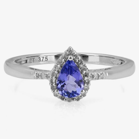 9ct White Gold Tanzanite and Diamond Jubilee Ring VR05604