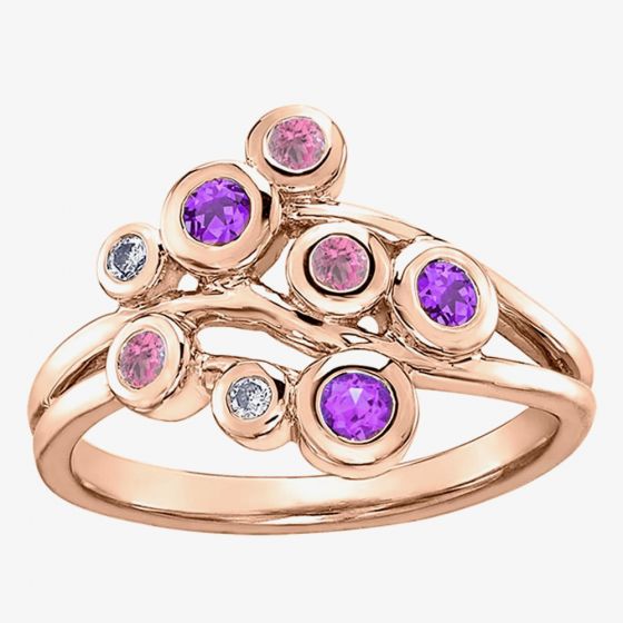 9ct Rose Gold Amethyst Tourmaline and Diamond Ring 52E05RG-10