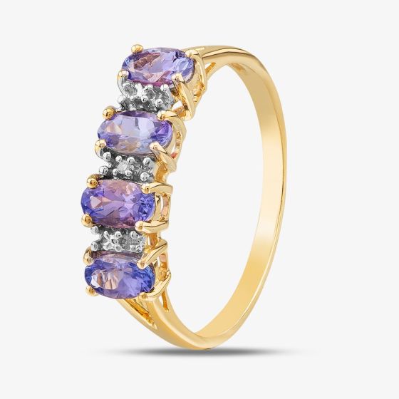 9ct Yellow Gold Tanzanite & Diamond Half Eternity Ring R07494Y TANZ