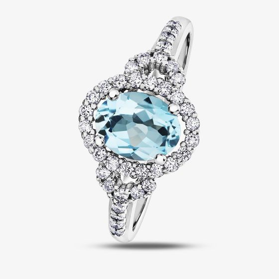 9ct White Gold Topaz 0.26ct Diamond Ring L54244