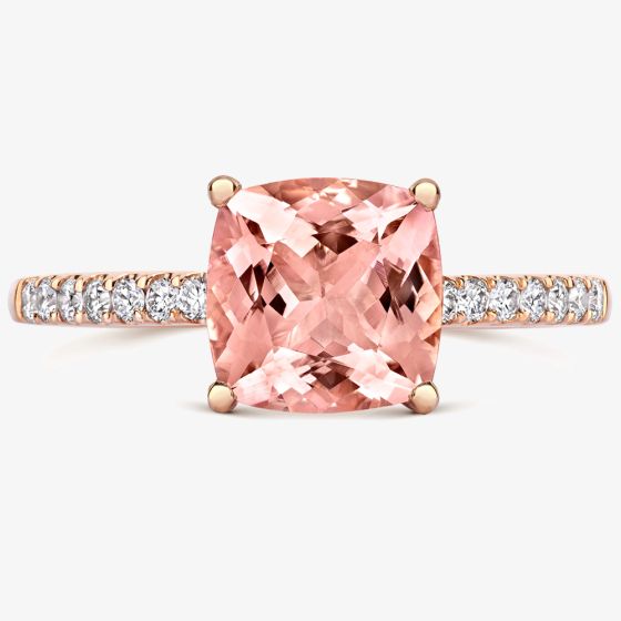 Tivon 18ct Rose Gold Cushion-Cut Morganite & Diamond Ring PR-1699-MG