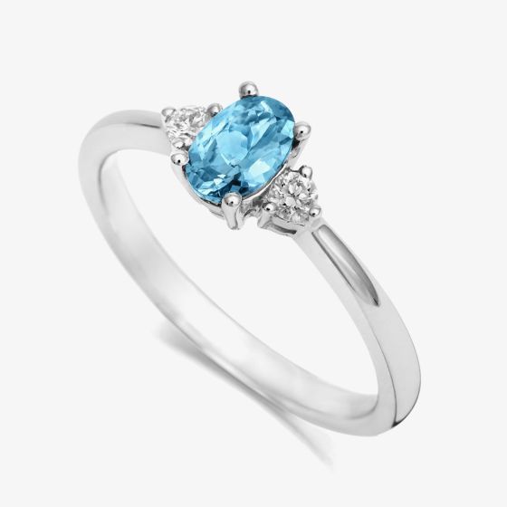 Tivon 18ct White Gold 0.90ct Oval Aquamarine & Diamond Ring RW-1785-SAQ