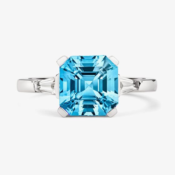 Tivon 18ct White Gold 2.67ct Square Aquamarine & Diamond Ring RW-2078-SAQ