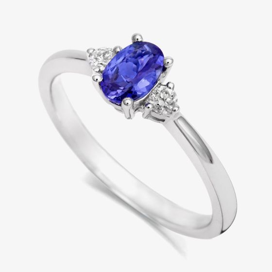 Tivon 18ct White Gold 0.63ct Oval Tanzanite & Diamond Ring RW-0716-TZ