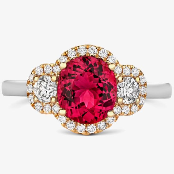 Tivon 18ct Two Colour Pink Tourmaline & Diamond Cluster Ring RTT-1746-PT N