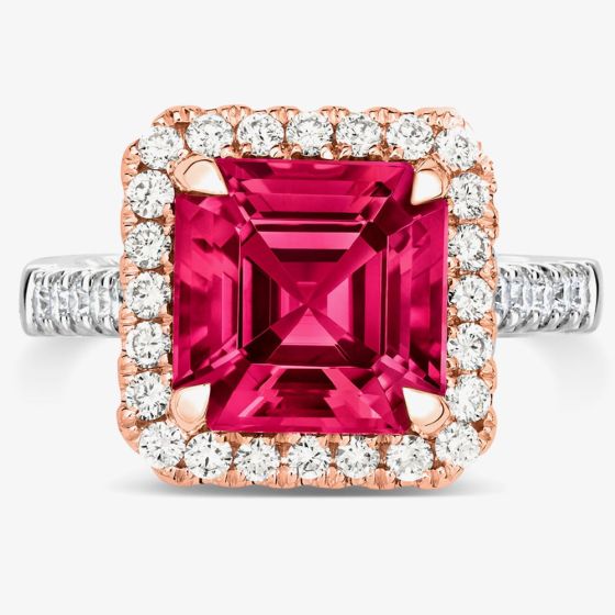Tivon 18ct Two Colour Gold Pink Tourmaline and Diamond Cluster Ring RTTR-1852-PT N