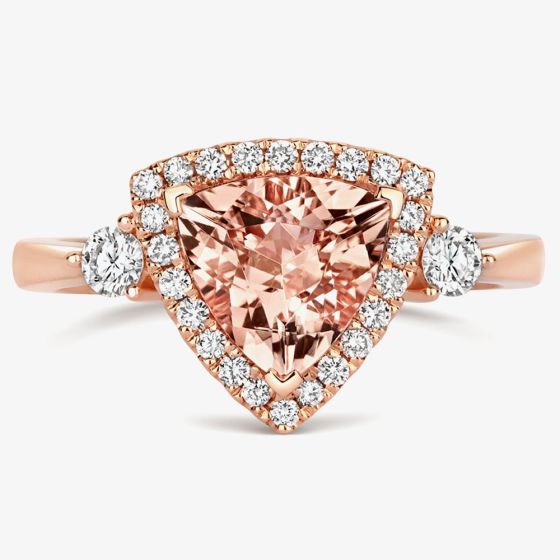 Tivon 18ct Rose Gold Trillion-Cut Morganite and Diamond Cluster Ring RR-1712-MG M1/2