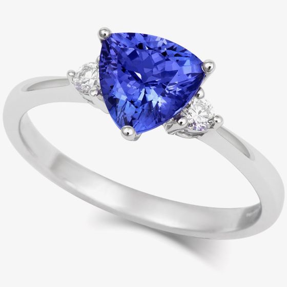 Tivon Threes a Charm 18ct White Gold Tanzanite & Diamond Three Stone Ring CRW1STR7TZ M 1/2