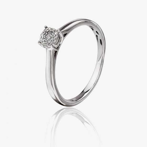 9ct White Gold 0.05ct Diamond Cluster Ring TH011222R