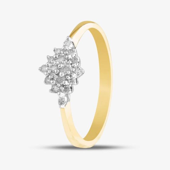 9ct Yellow Gold Diamond Cluster Ring PR05085Y