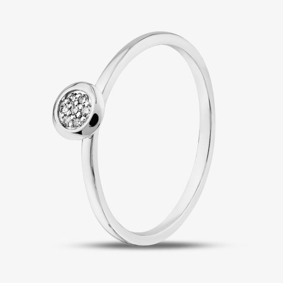 9ct White Gold 0.03ct Brilliant Cut Pave Diamond Round Ring THR45061-03 (WG)