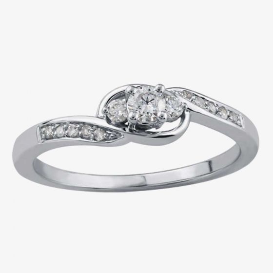 9ct White Gold 0.20ct Diamond Trilogy Twist Ring 52C40WG/20-10