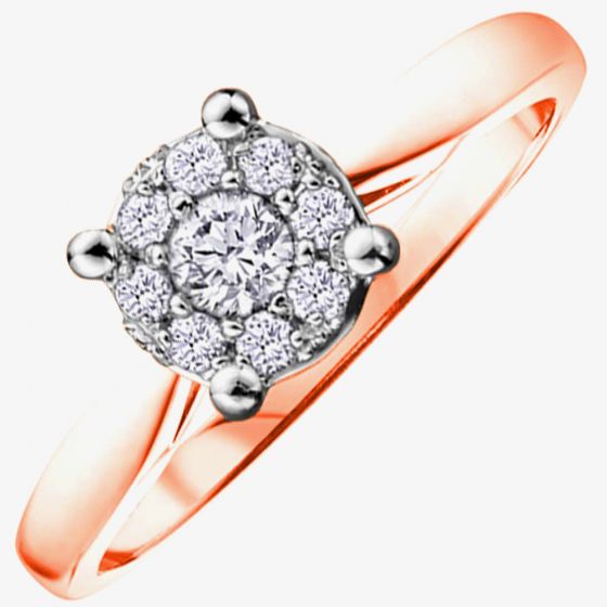 9ct Rose Gold 0.25ct Diamond Round Cluster Ring 1903RW/25-9