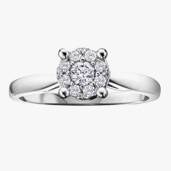 9ct White Gold 0.13ct Diamond Round Cluster Ring 1903WG/13-9