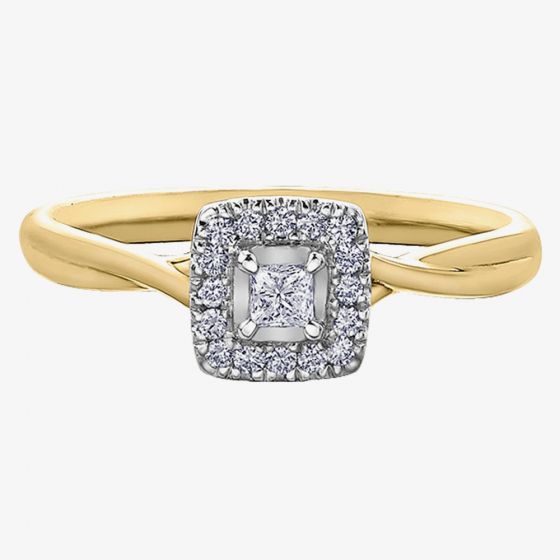 9ct Yellow Gold 0.20ct Princess-cut Diamond Twist Cluster Ring 30512YW/20-10