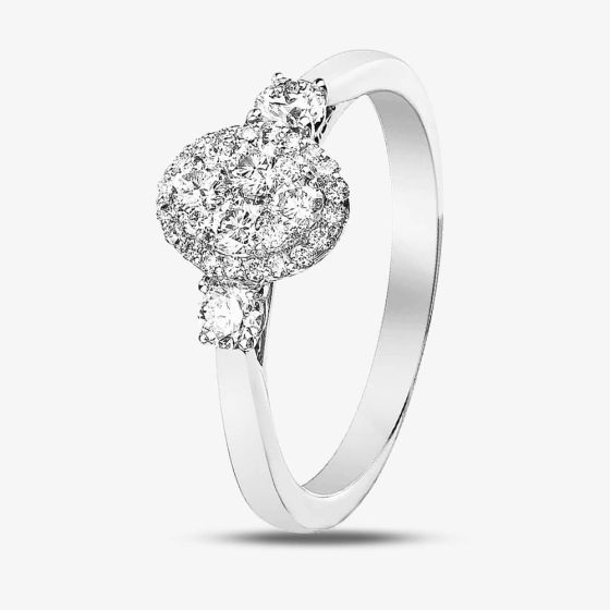 White Gold Oval 0.5ct Diamond Shoulder Cluster Ring 31139YW/50-9