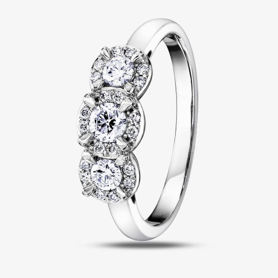 9ct Yellow Gold Three Stone 0.50ct Diamond Cluster Ring L32281WG/50-10